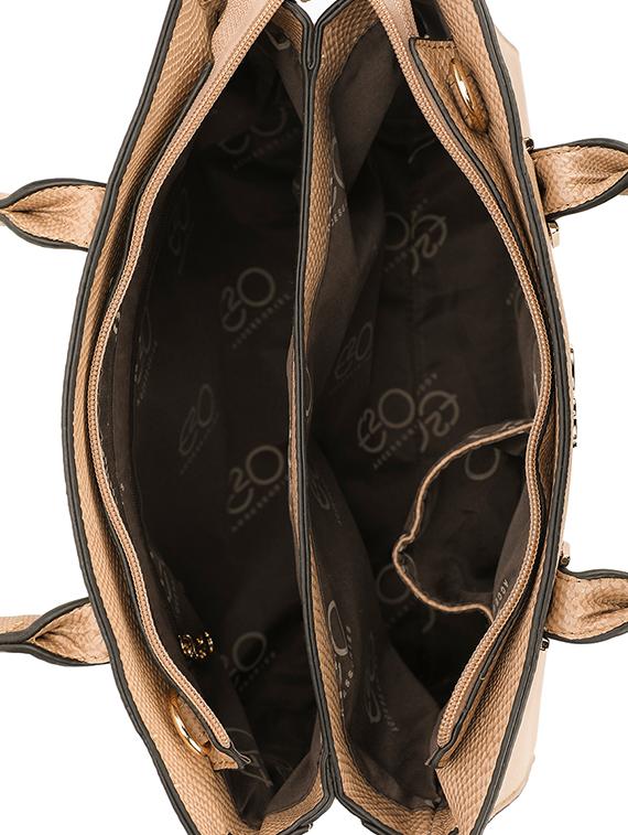 beige leatherette (pu) regular satchel - 16953605 - Zoom Image - 3