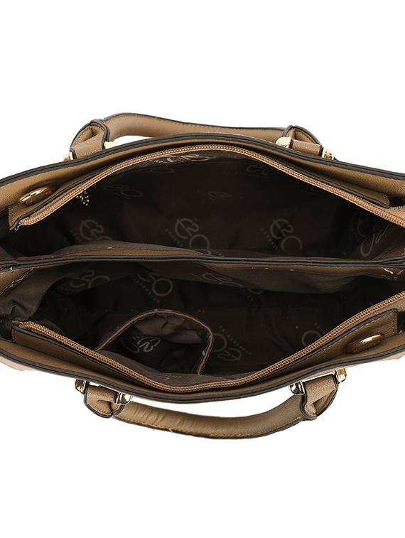 brown leatherette (pu) regular satchel - 16953607 - Zoom Image - 3