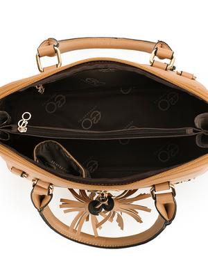 beige leatherette (pu) regular handbag - 16953614 - Standard Image - 3