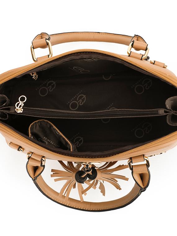 beige leatherette (pu) regular handbag - 16953614 - Zoom Image - 3