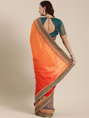 half & half embroidered saree with blouse - 16953656 - Standard Image - 2