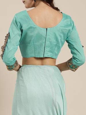 solid embroidered saree with blouse - 16953662 - Standard Image - 4