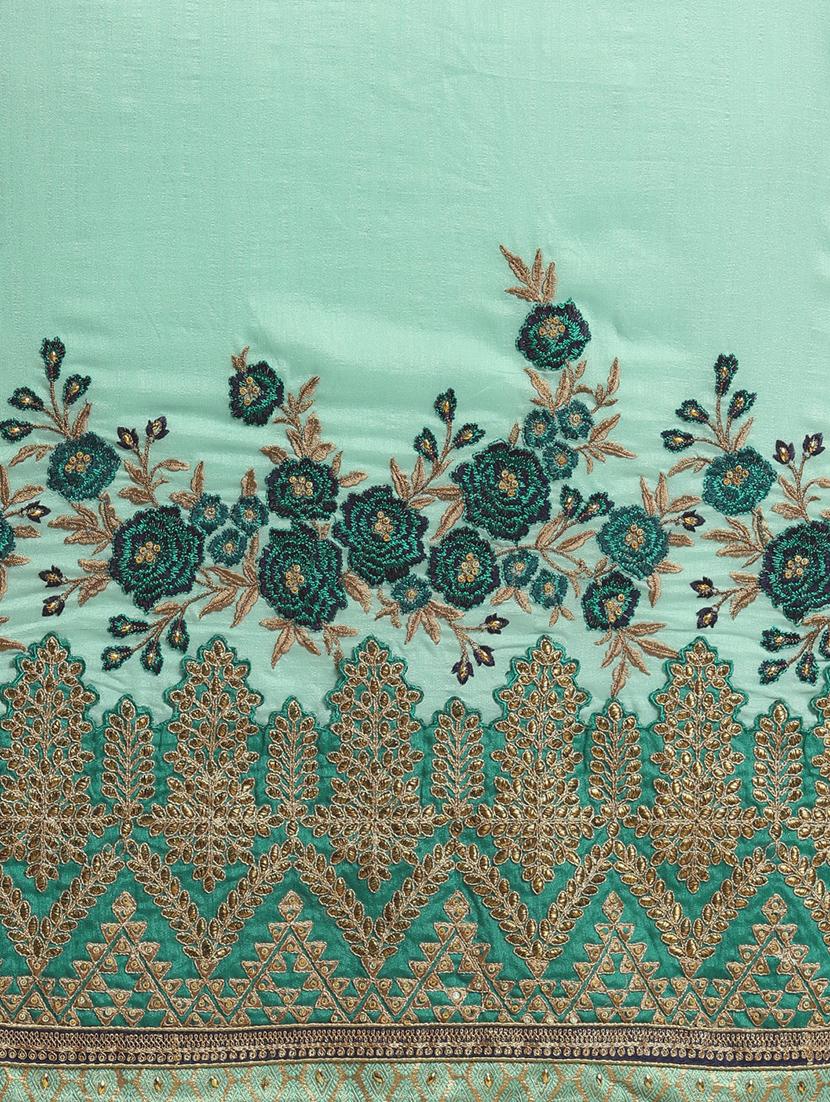 solid embroidered saree with blouse - 16953662 - Zoom Image - 6
