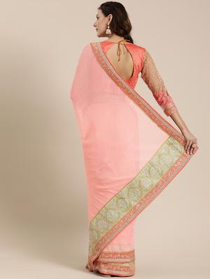 bordered embroidered saree with blouse - 16953672 - Standard Image - 2
