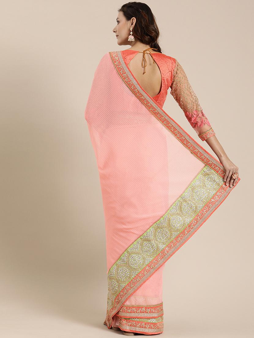 bordered embroidered saree with blouse - 16953672 - Zoom Image - 2