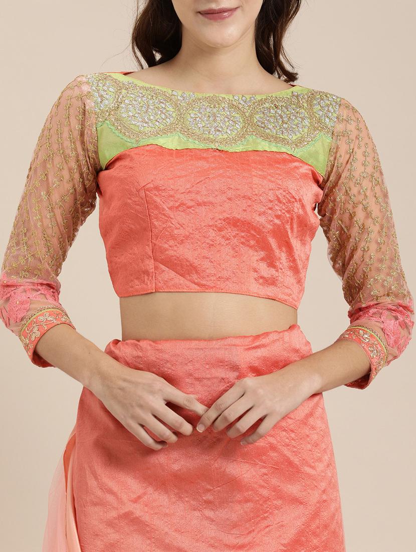 bordered embroidered saree with blouse - 16953672 - Zoom Image - 3