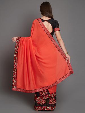 half & half embroidered saree with blouse - 16953674 - Standard Image - 2
