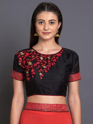 half & half embroidered saree with blouse - 16953674 - Standard Image - 3