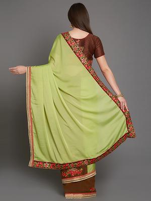 half & half embroidered saree with blouse - 16953675 - Standard Image - 2