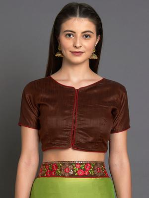 half & half embroidered saree with blouse - 16953675 - Standard Image - 3