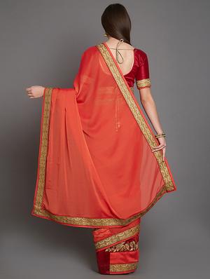 half & half embroidered saree with blouse - 16953676 - Standard Image - 2