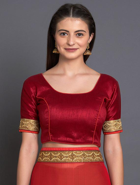 half & half embroidered saree with blouse - 16953676 - Zoom Image - 3