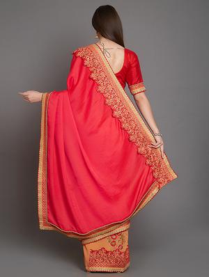 half & half embroidered saree with blouse - 16953677 - Standard Image - 2