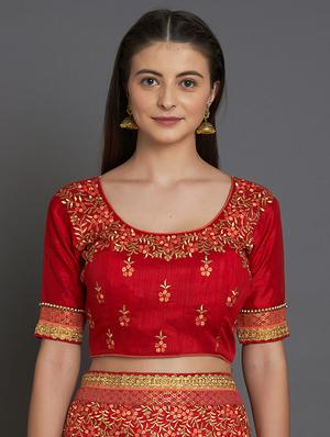 half & half embroidered saree with blouse - 16953677 - Standard Image - 3