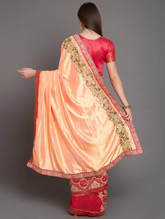 half & half embroidered saree with blouse - 16953679 - Zoom Image - 2