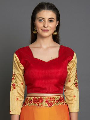 half & half embroidered saree with blouse - 16953680 - Standard Image - 3