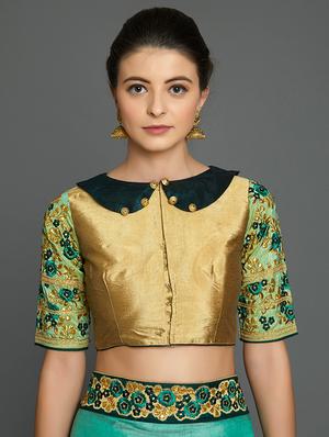 half & half embroidered saree with blouse - 16953683 - Standard Image - 3
