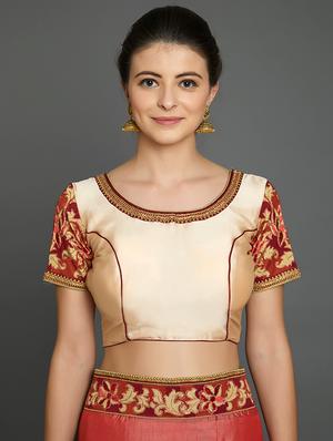 half & half embroidered saree with blouse - 16953684 - Standard Image - 3
