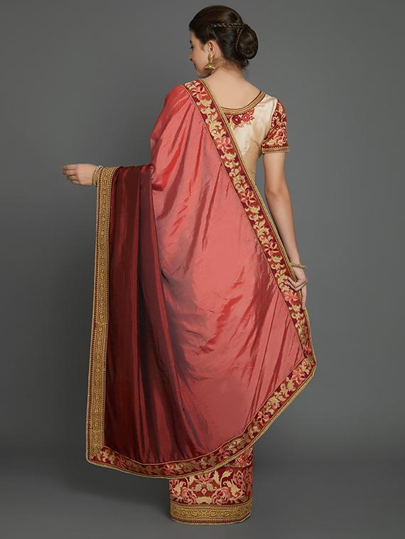 half & half embroidered saree with blouse - 16953684 - Zoom Image - 2