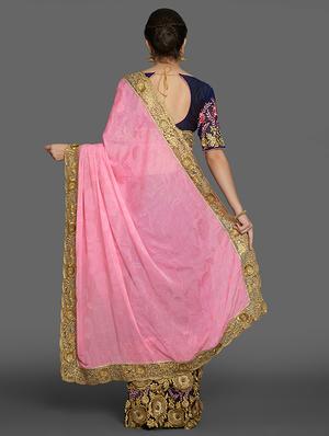 half & half embroidered saree with blouse - 16953686 - Standard Image - 2