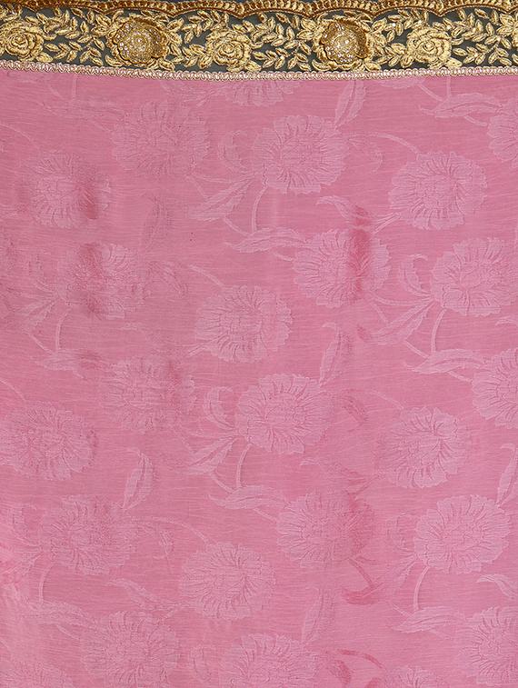 half & half embroidered saree with blouse - 16953686 - Zoom Image - 4