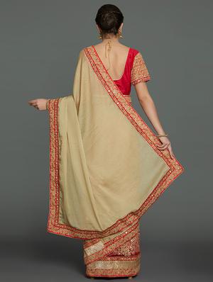 half & half embroidered saree with blouse - 16953688 - Standard Image - 2