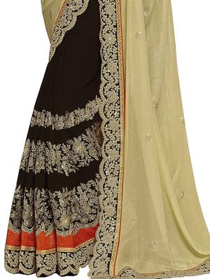 half & half embroidered saree with blouse - 16953690 - Standard Image - 2