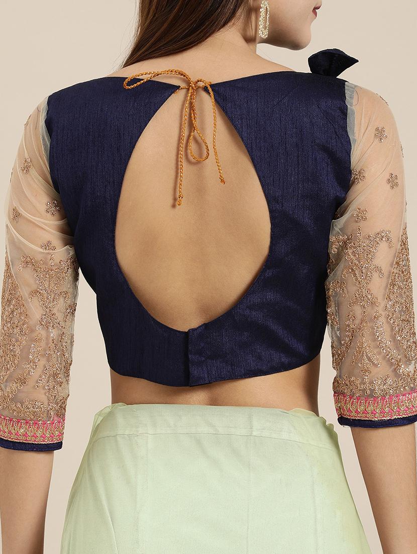 half & half embroidered saree with blouse - 16953692 - Zoom Image - 4