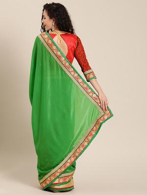 embroidered half & half saree with blouse - 16953695 - Standard Image - 2