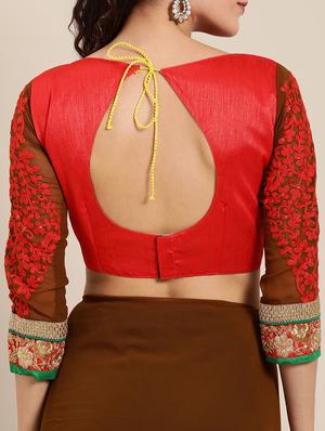 embroidered half & half saree with blouse - 16953695 - Standard Image - 4