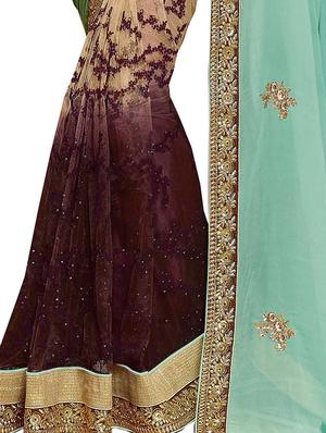 embroidered half & half saree with blouse - 16953696 - Standard Image - 2
