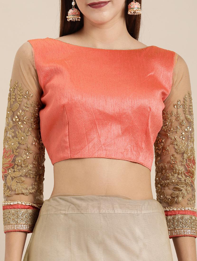 pastel embroidered saree with blouse - 16953697 - Zoom Image - 3