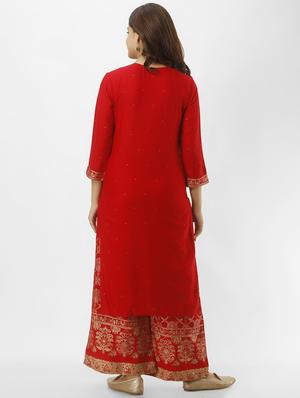 embroidered kurta palazzo set - 16953857 - Standard Image - 3