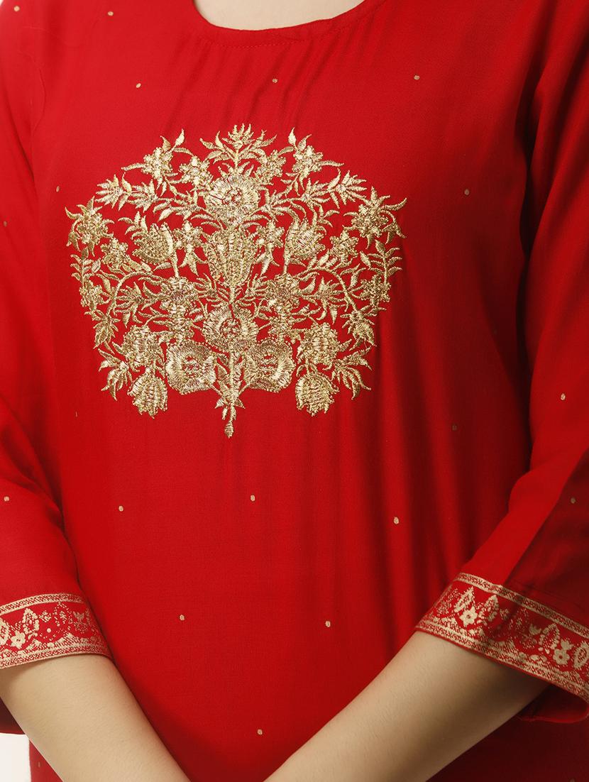 embroidered kurta palazzo set - 16953857 - Zoom Image - 4