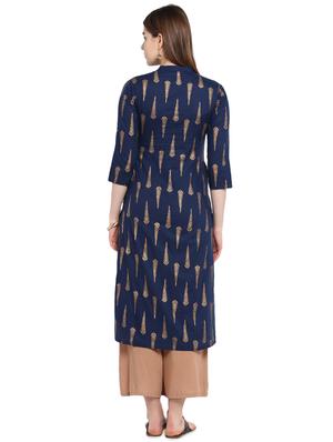 foil print straight kurta - 16953866 - Standard Image - 3