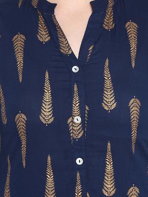 foil print straight kurta - 16953866 - Standard Image - 4