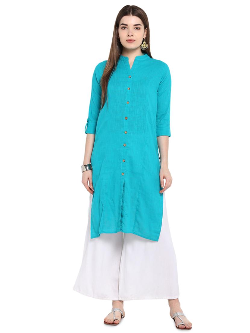 solid straight kurta - 16953868 - Zoom Image - 1