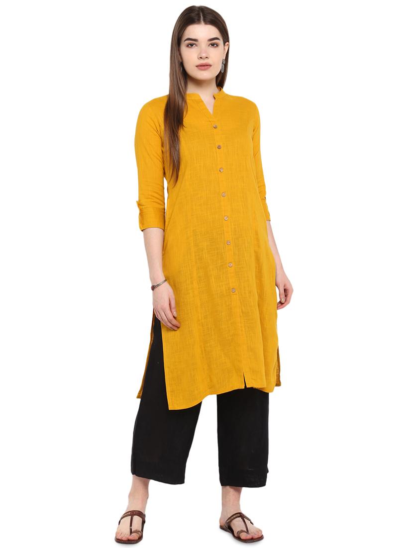 solid straight kurta - 16953869 - Zoom Image - 1