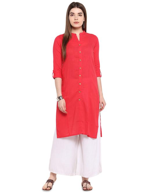 solid straight kurta - 16953870 - Standard Image - 1