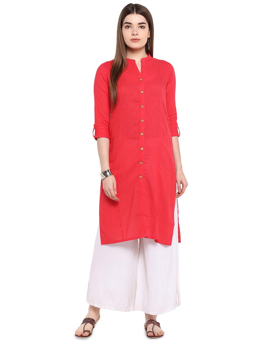 solid straight kurta - 16953870 - Zoom Image - 1