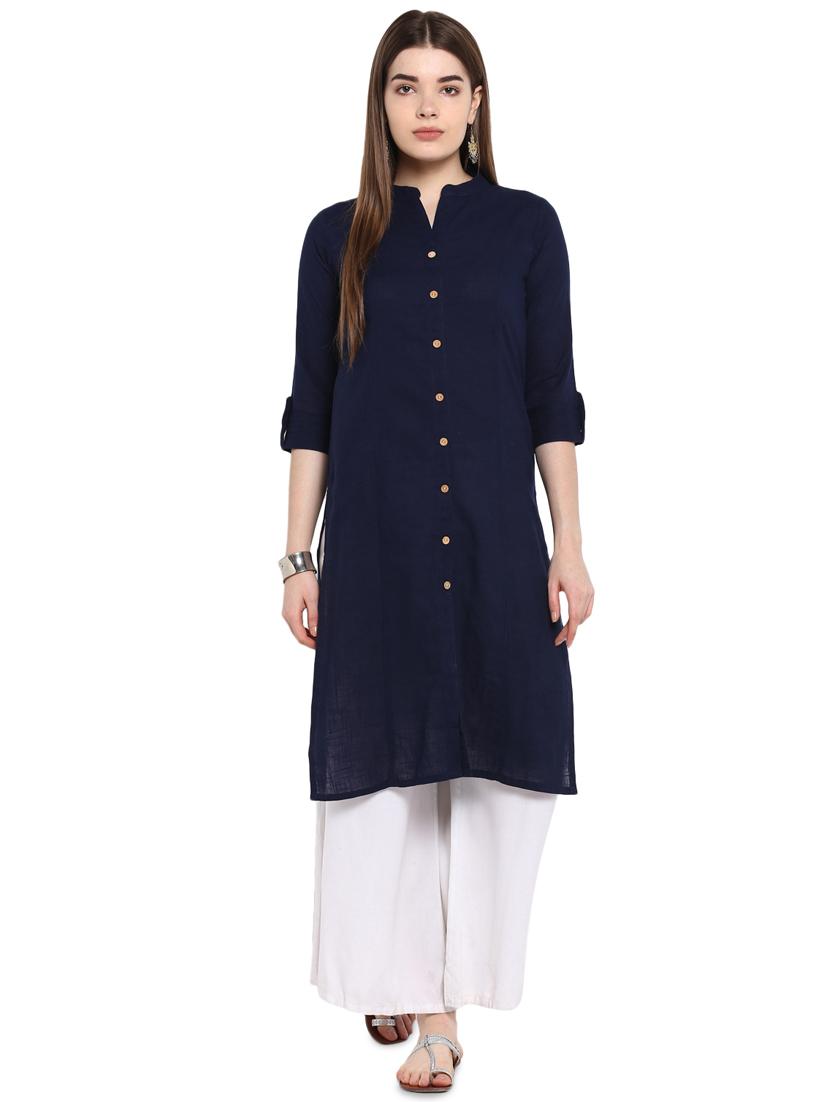solid straight kurta - 16953871 - Zoom Image - 1
