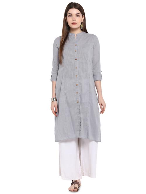 solid straight kurta - 16953872 - Standard Image - 1