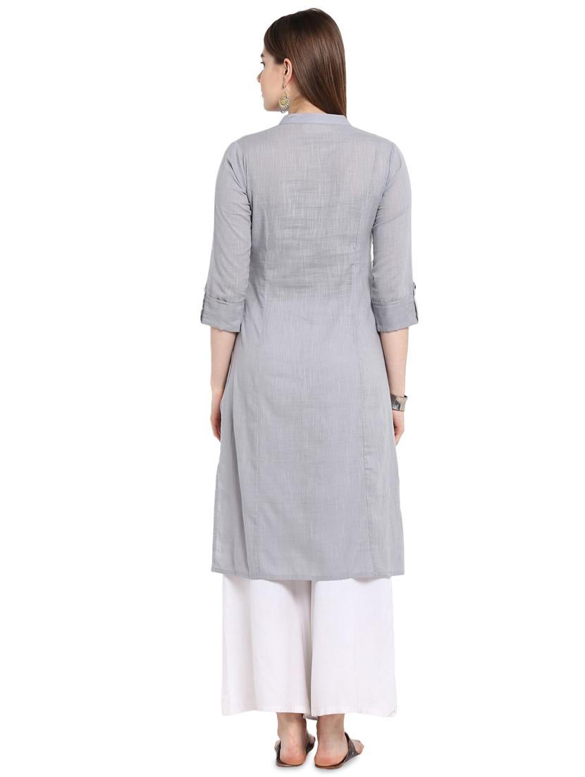 solid straight kurta - 16953872 - Zoom Image - 3