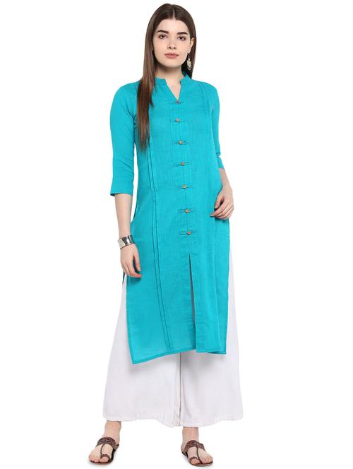 solid straight kurta - 16953877 - Standard Image - 1