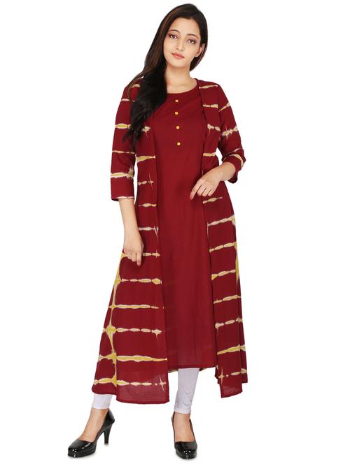 shibori print layered kurta - 16953896 - Standard Image - 1