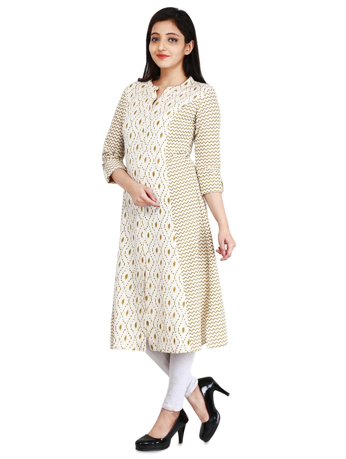 ikat a-line kurta - 16953899 - Zoom Image - 2