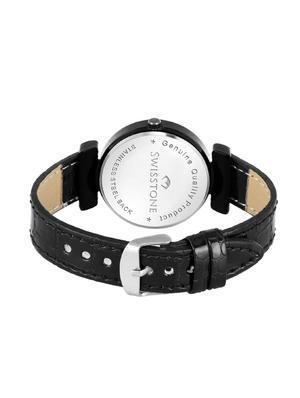 swisstone ck340-blk black leather strap analog wrist watch for women - 16954023 - Standard Image - 3