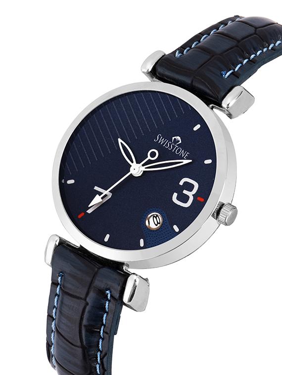swisstone ck340-blue blue leather strap analog wrist watch for women - 16954025 - Zoom Image - 2