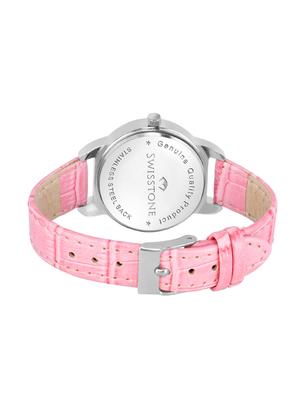 swisstone sw-l143-pink pink leather strap analog wrist watch for women - 16954029 - Standard Image - 3