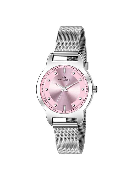 swisstone sw-l143-pnk-ch stainless steel chain analog wrist watch for women - 16954030 - Standard Image - 1